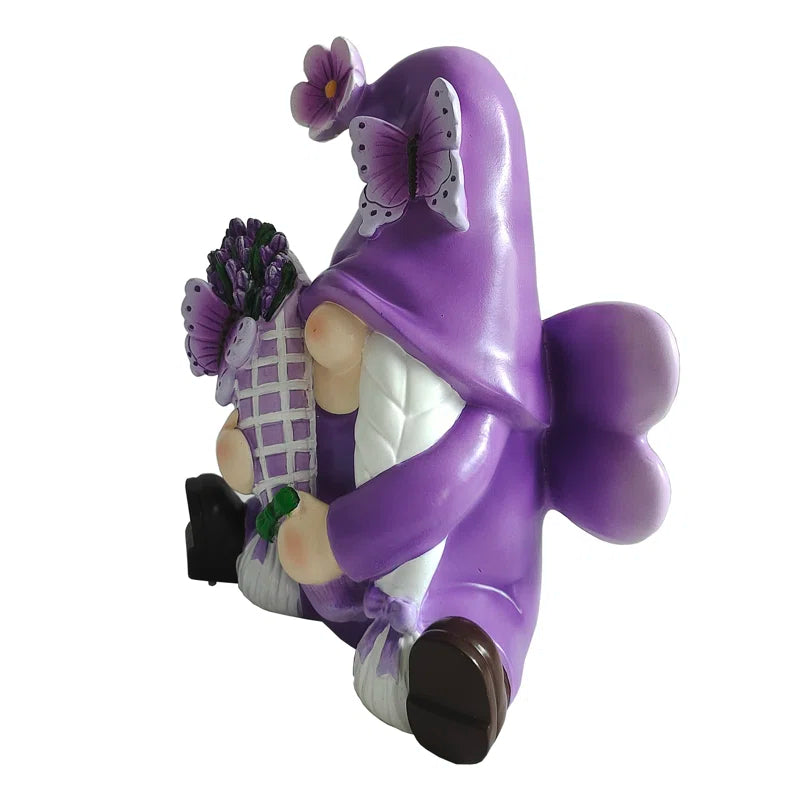Purple Gnome with flowers and butterfly 