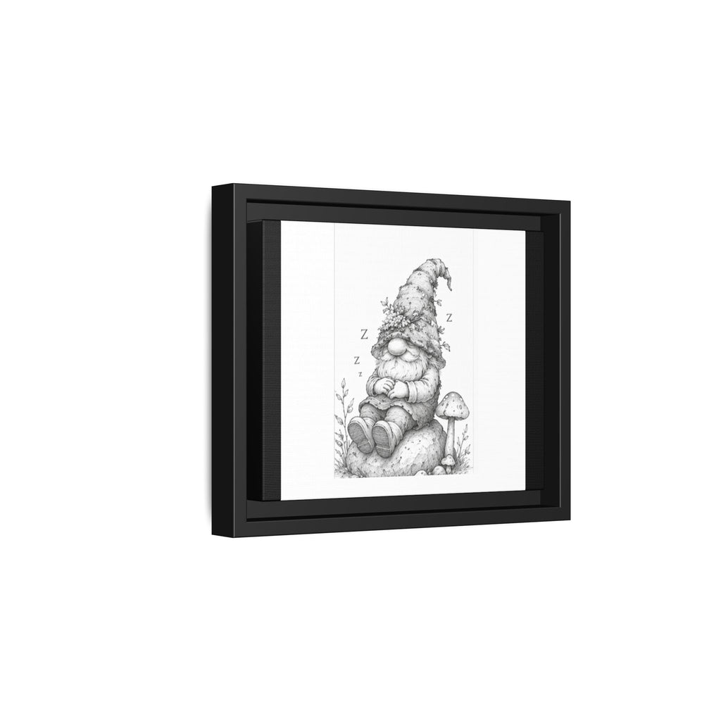 Sleeping Gnome Pencil Framed Matte Canvas Wall Art - Lark
