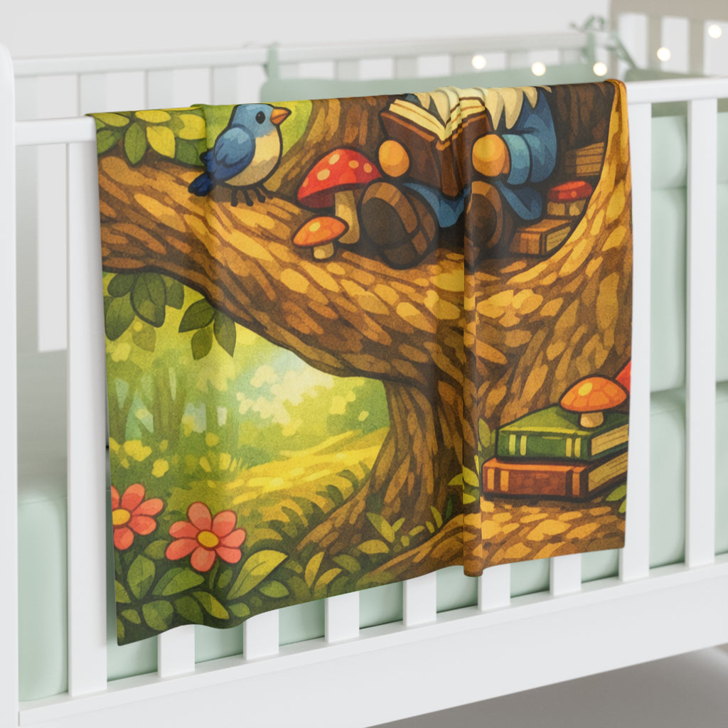 Gnome in the Tree Baby Swaddle Blanket — Woodland Nursery Swaddle