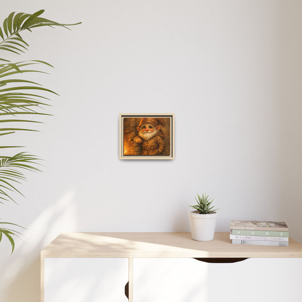 Framed Matte Canvas - Bright Eyes Gnome by Hearthside (Whimsical Woodland Wall Art)