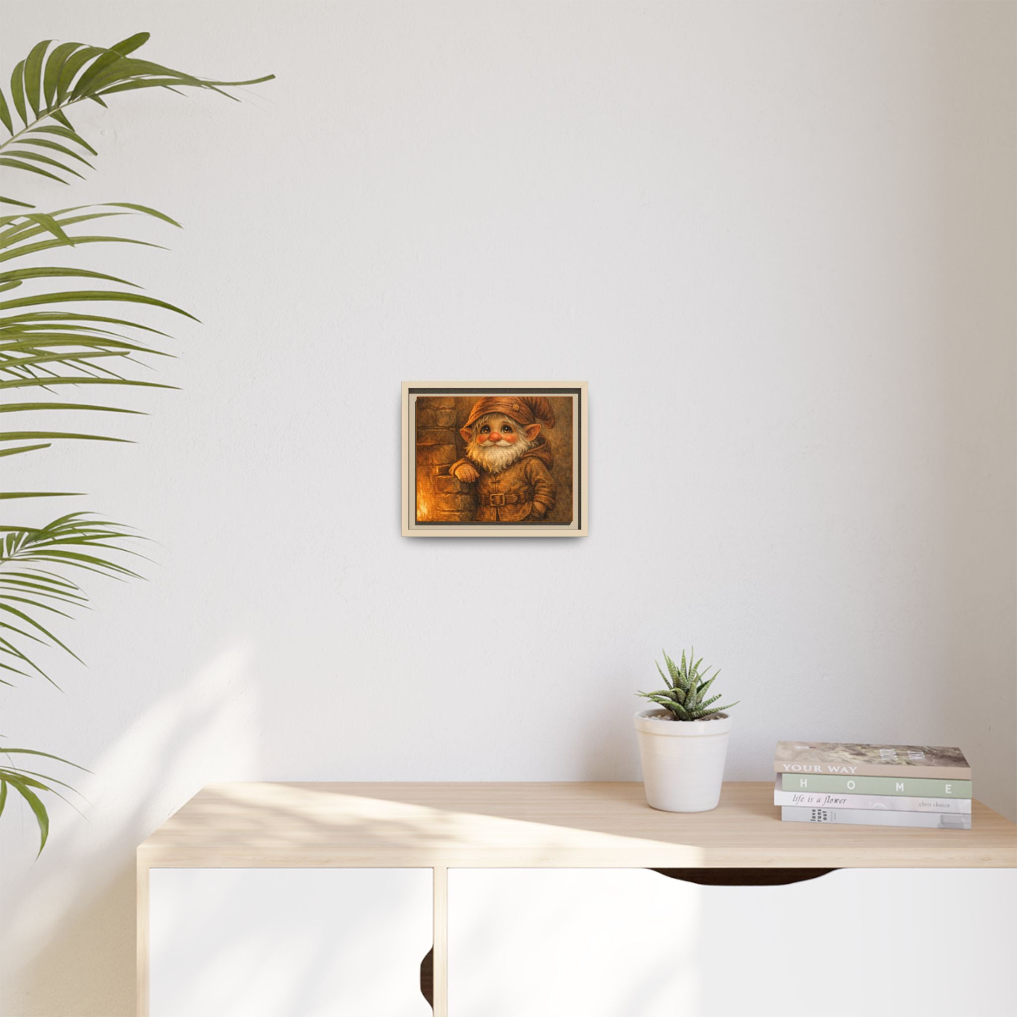 Framed Matte Canvas - Bright Eyes Gnome by Hearthside (Whimsical Woodland Wall Art)