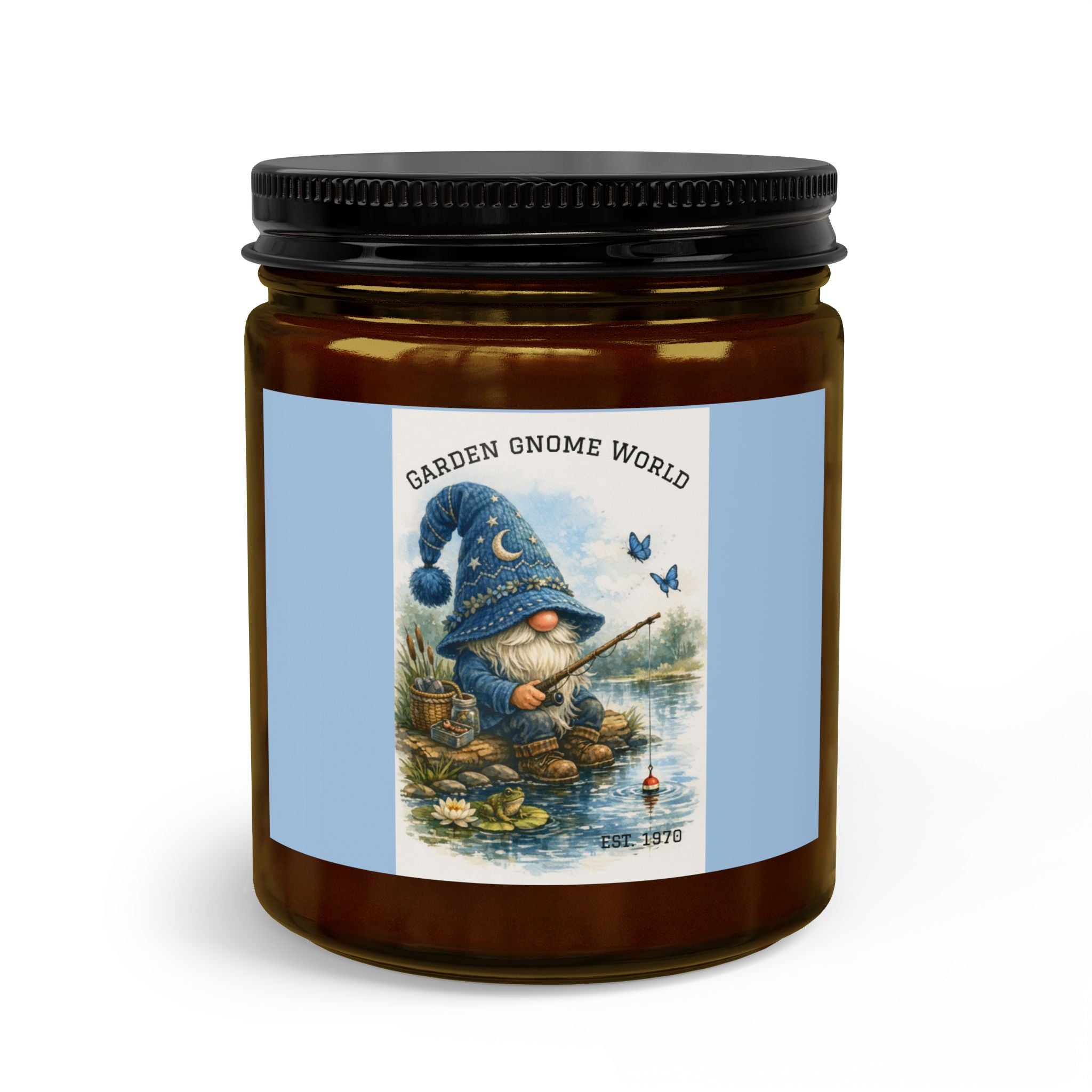 High Hat Blue Gnome Fishing Candle Set — Jar Candle with Matches & Wick Trimmer