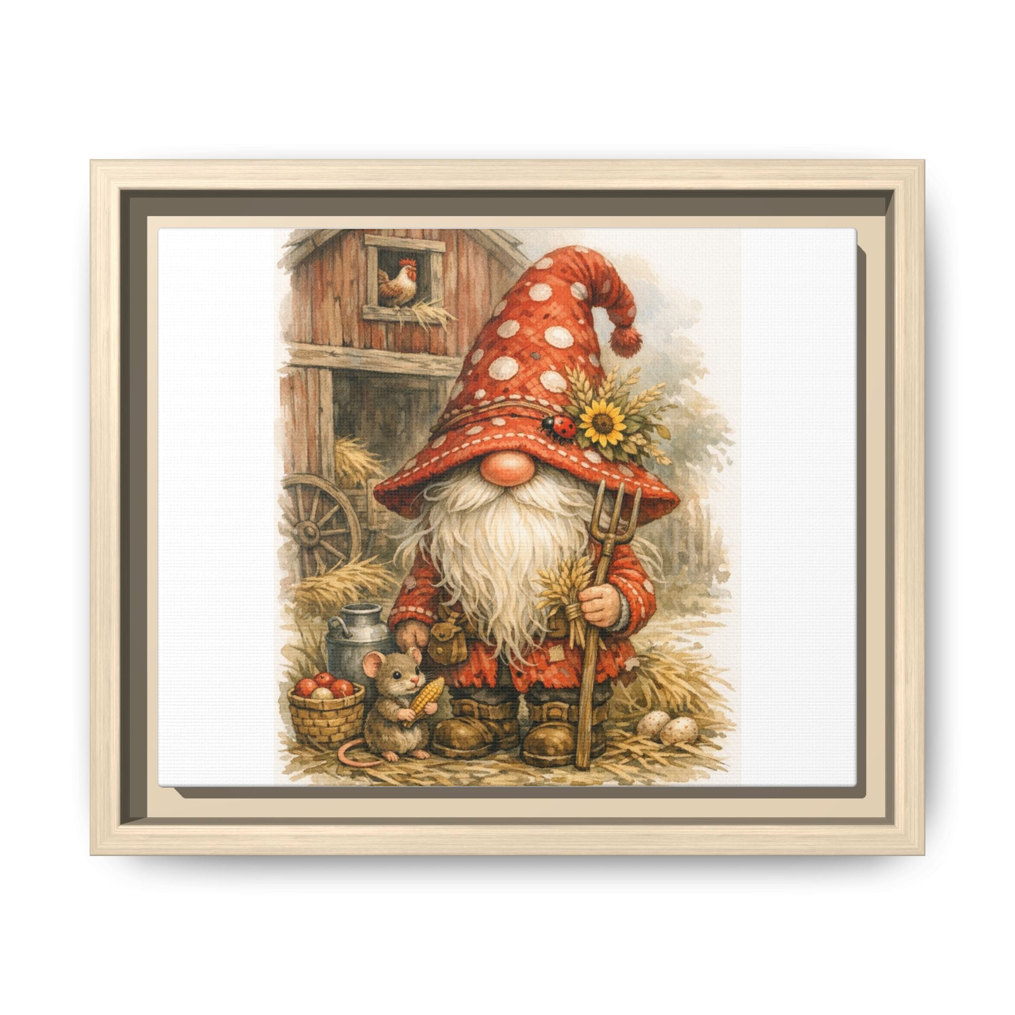 High Hat Farmhouse Gnome Art Print — Framed Matte Canvas