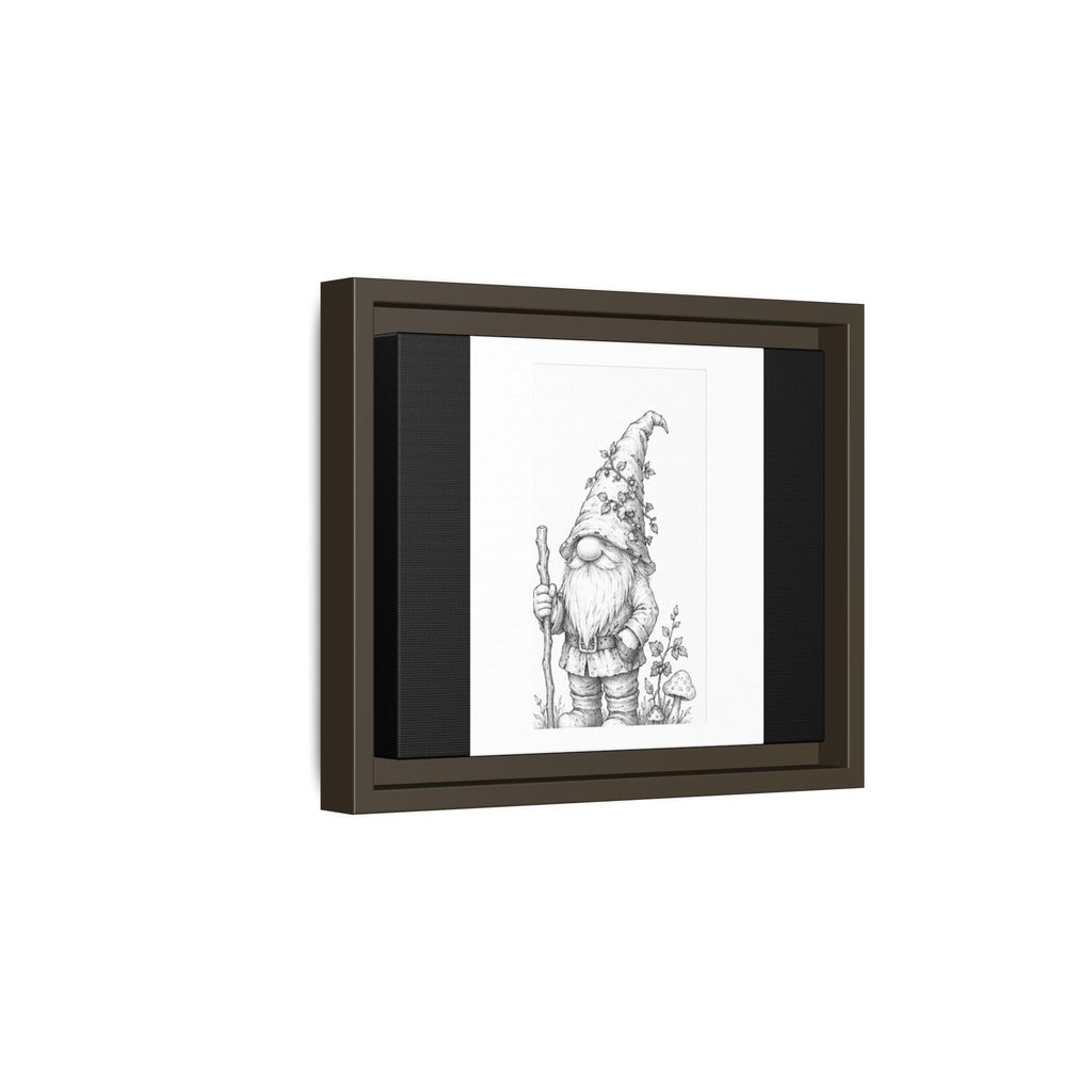 Gnome Pencil Sketch Matte Canvas Framed Print — Whimsical Woodland Home Decor - Bramble