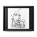 Gnome Pencil Illustration Matte Canvas Framed Print — Rustic Woodland Nursery Art - Oak