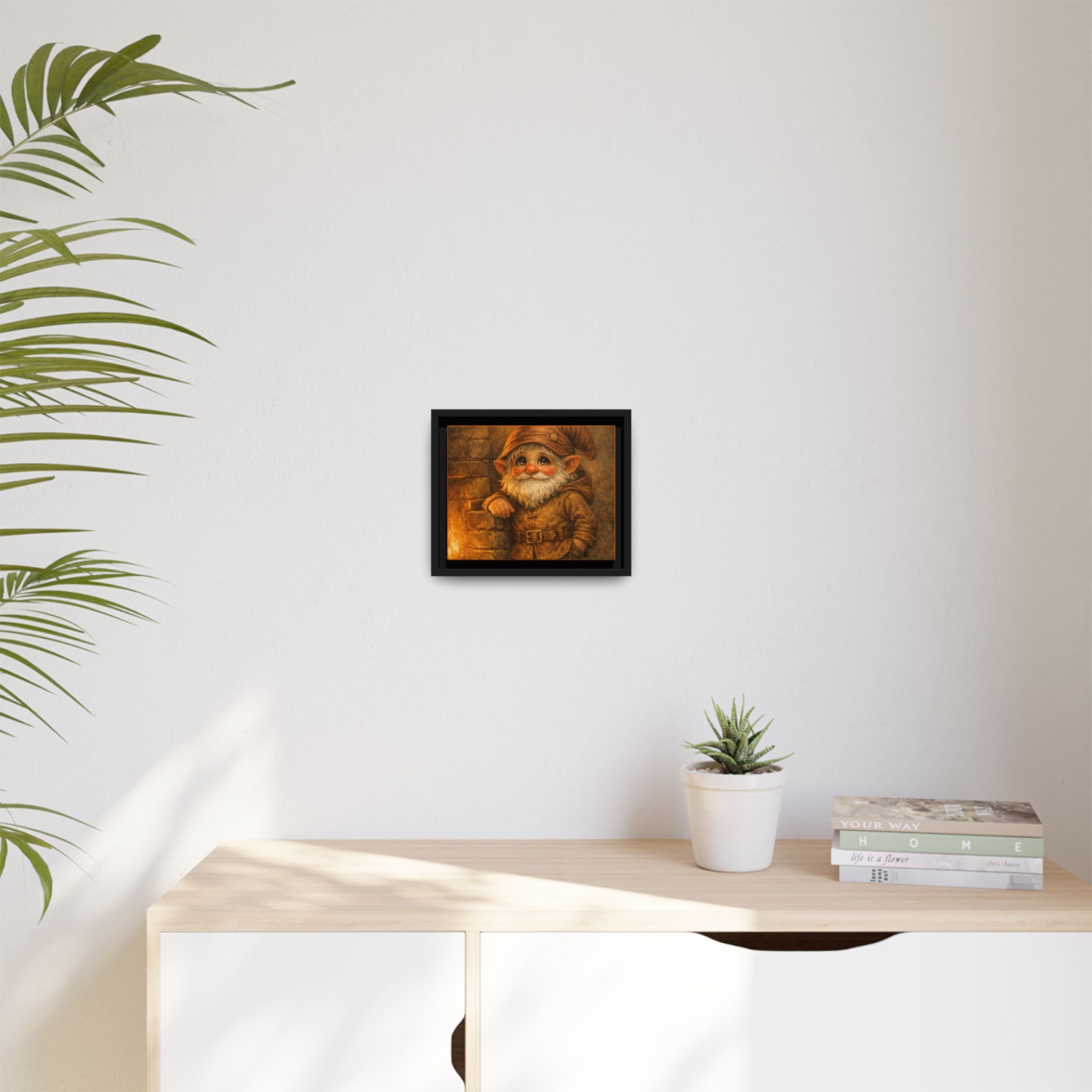 Framed Matte Canvas - Bright Eyes Gnome by Hearthside (Whimsical Woodland Wall Art)