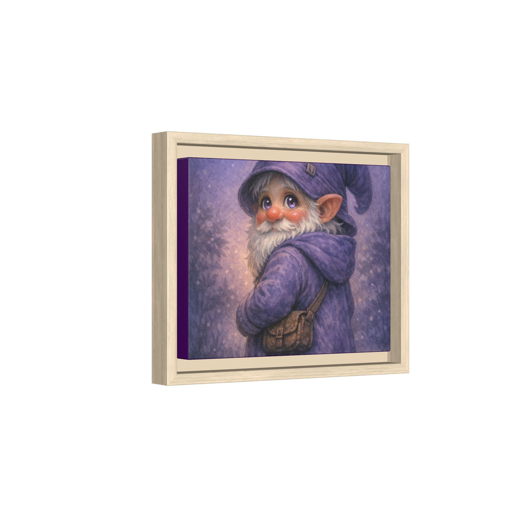 Bright eyes Whimsical Purple Gnome Matte Canvas Framed Wall Art