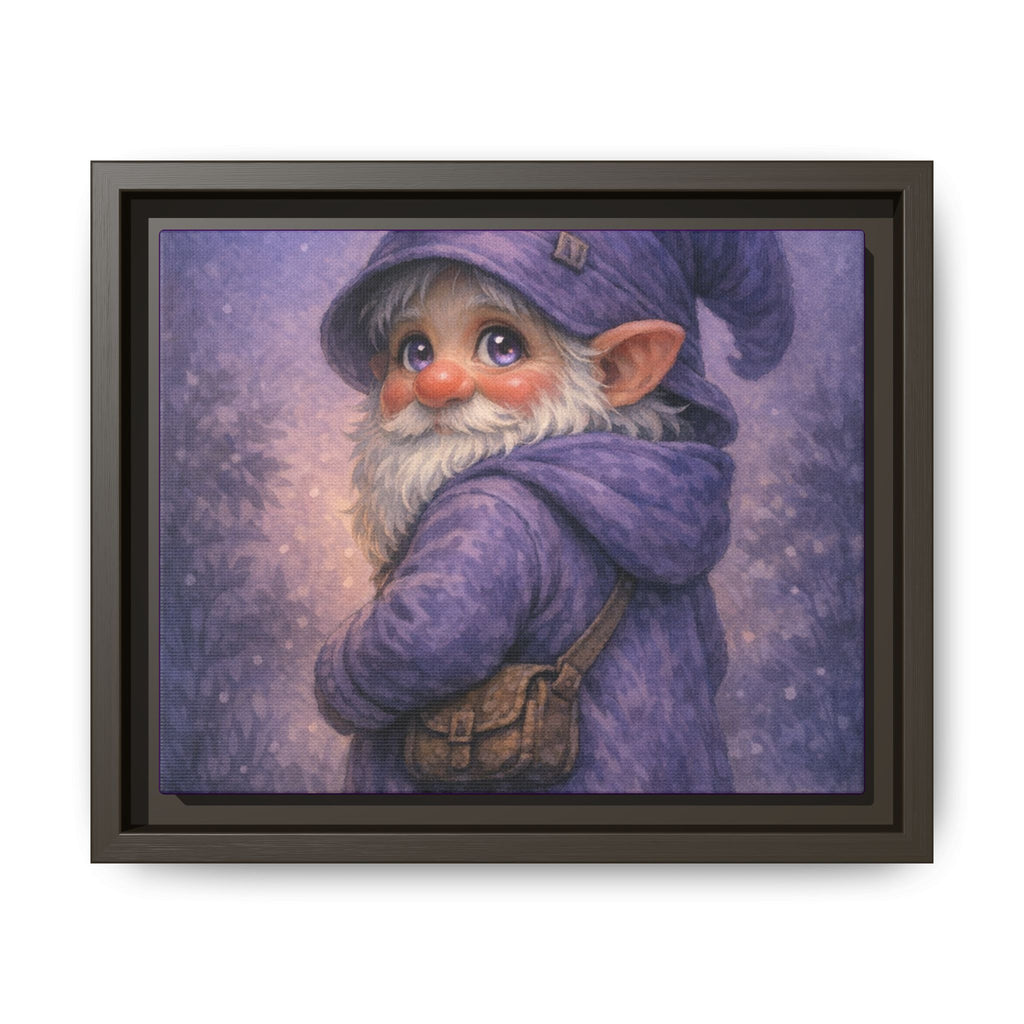 Bright eyes Whimsical Purple Gnome Matte Canvas Framed Wall Art