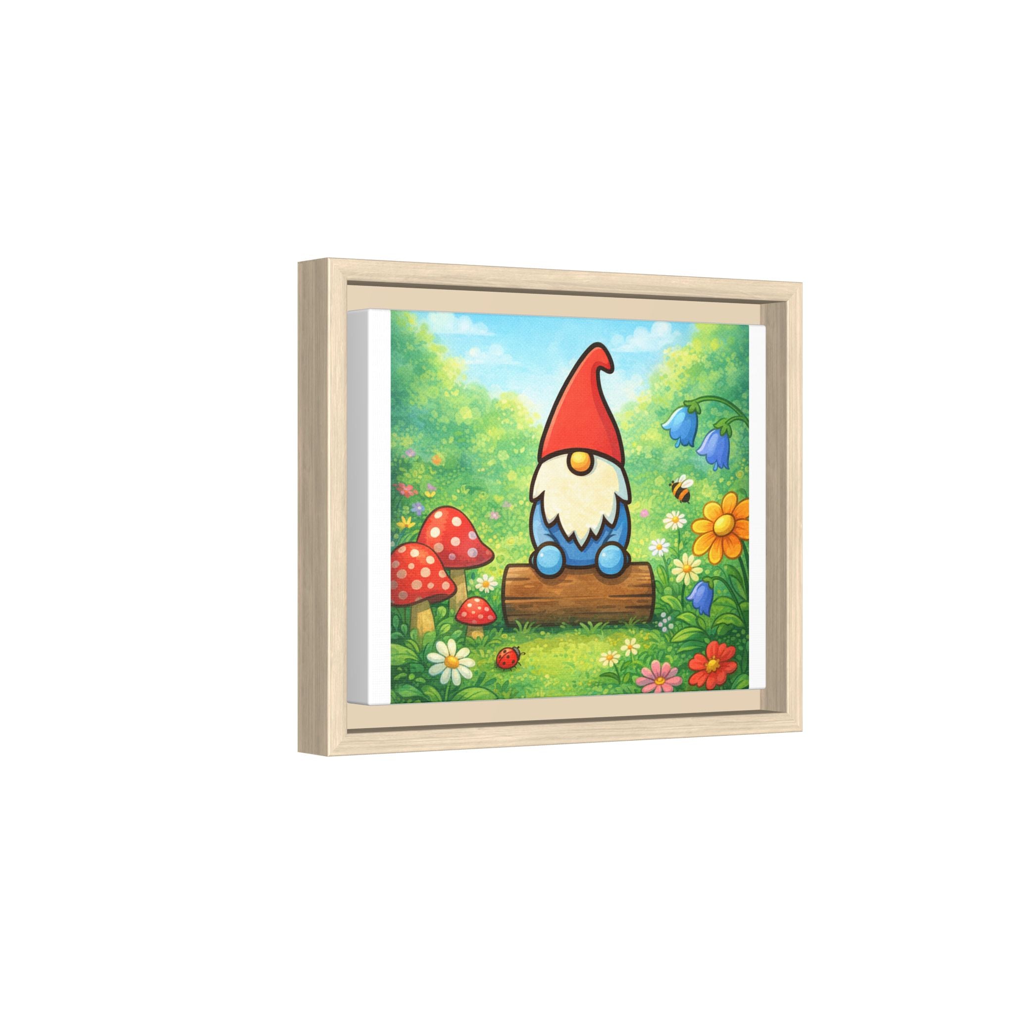 Garden Gnome World Logo - Whimsical Garden Gnome Matte Canvas Print (Framed)