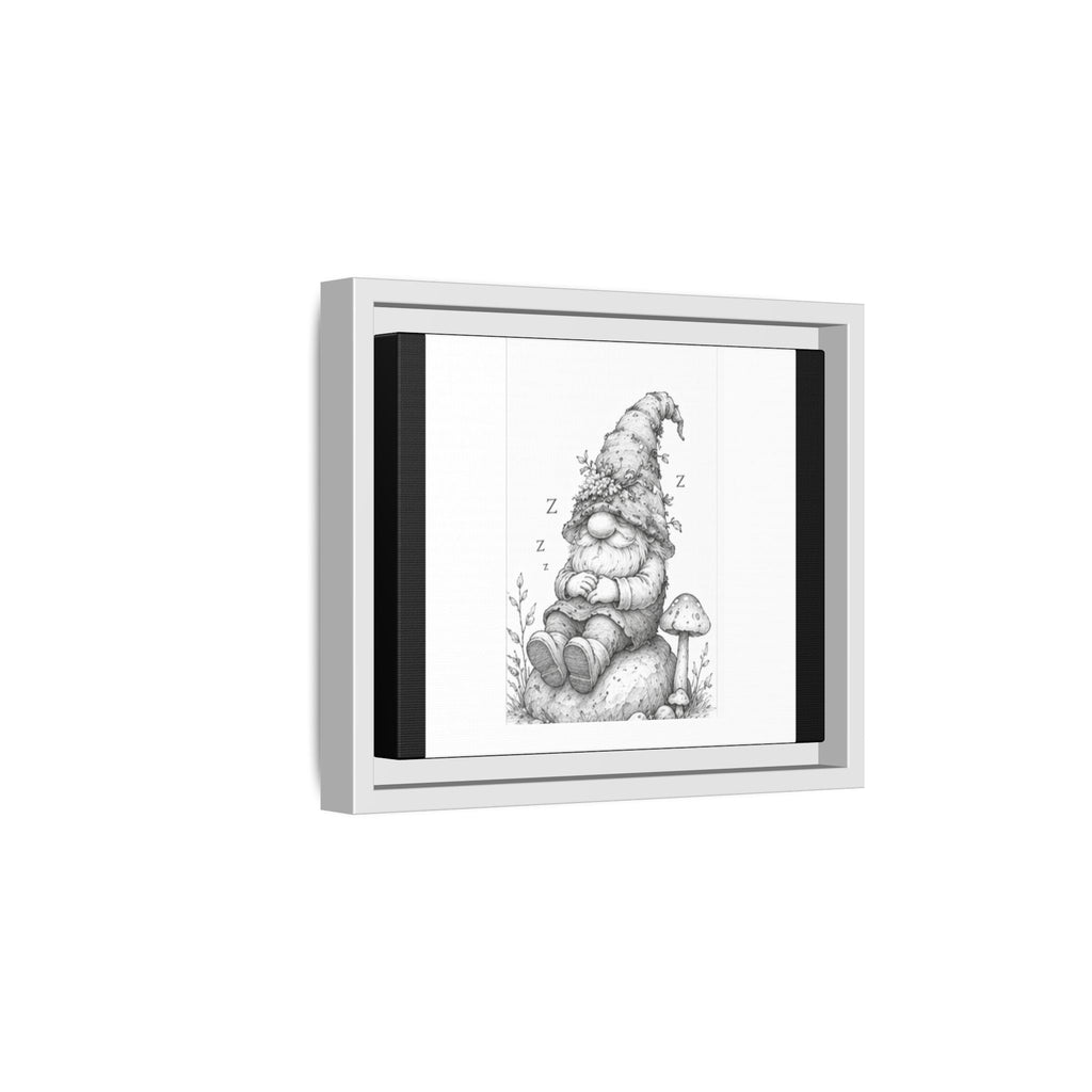 Sleeping Gnome Pencil Framed Matte Canvas Wall Art - Lark