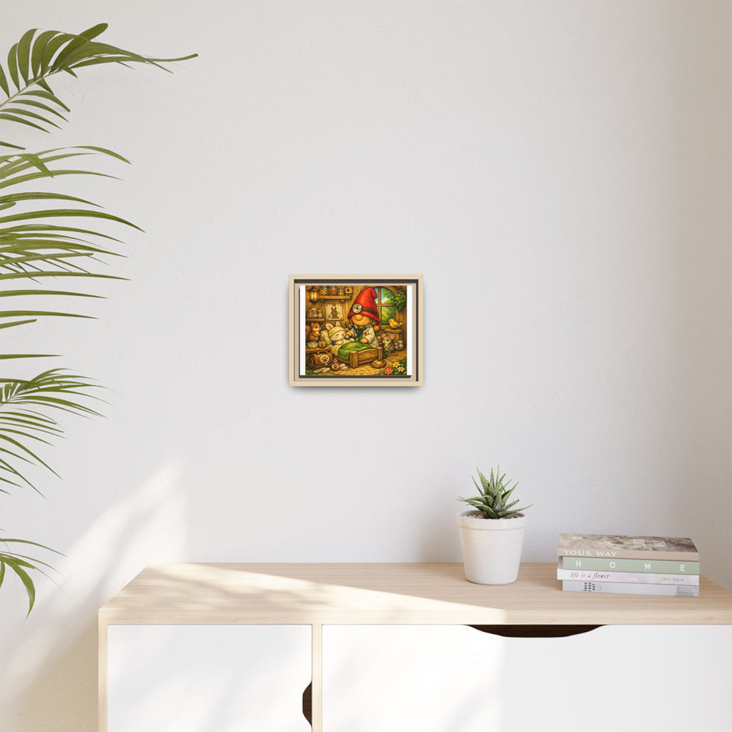Gnome Girl Vet Nursery Wall Art — Framed Matte Canvas