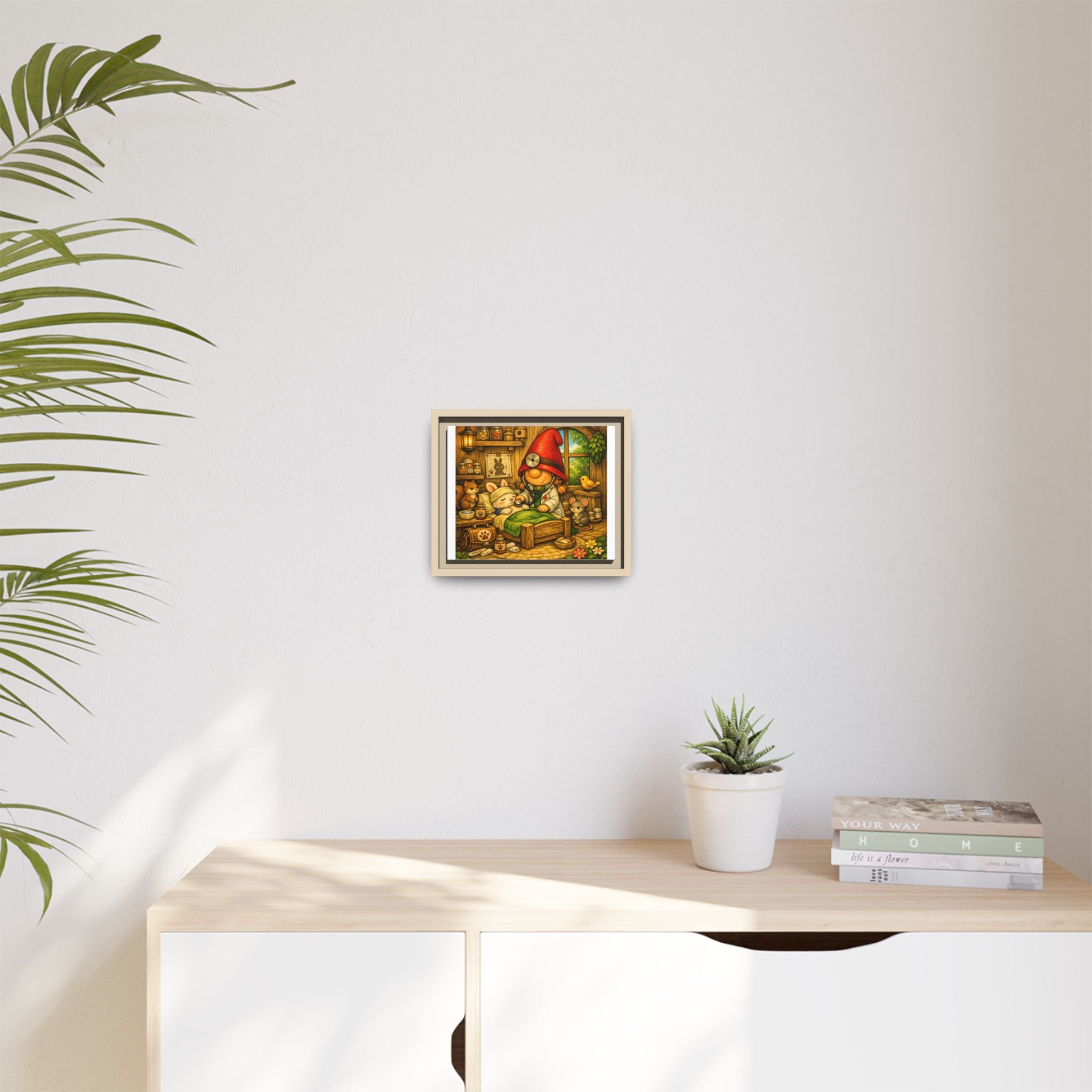 Gnome Girl Vet Nursery Wall Art — Framed Matte Canvas