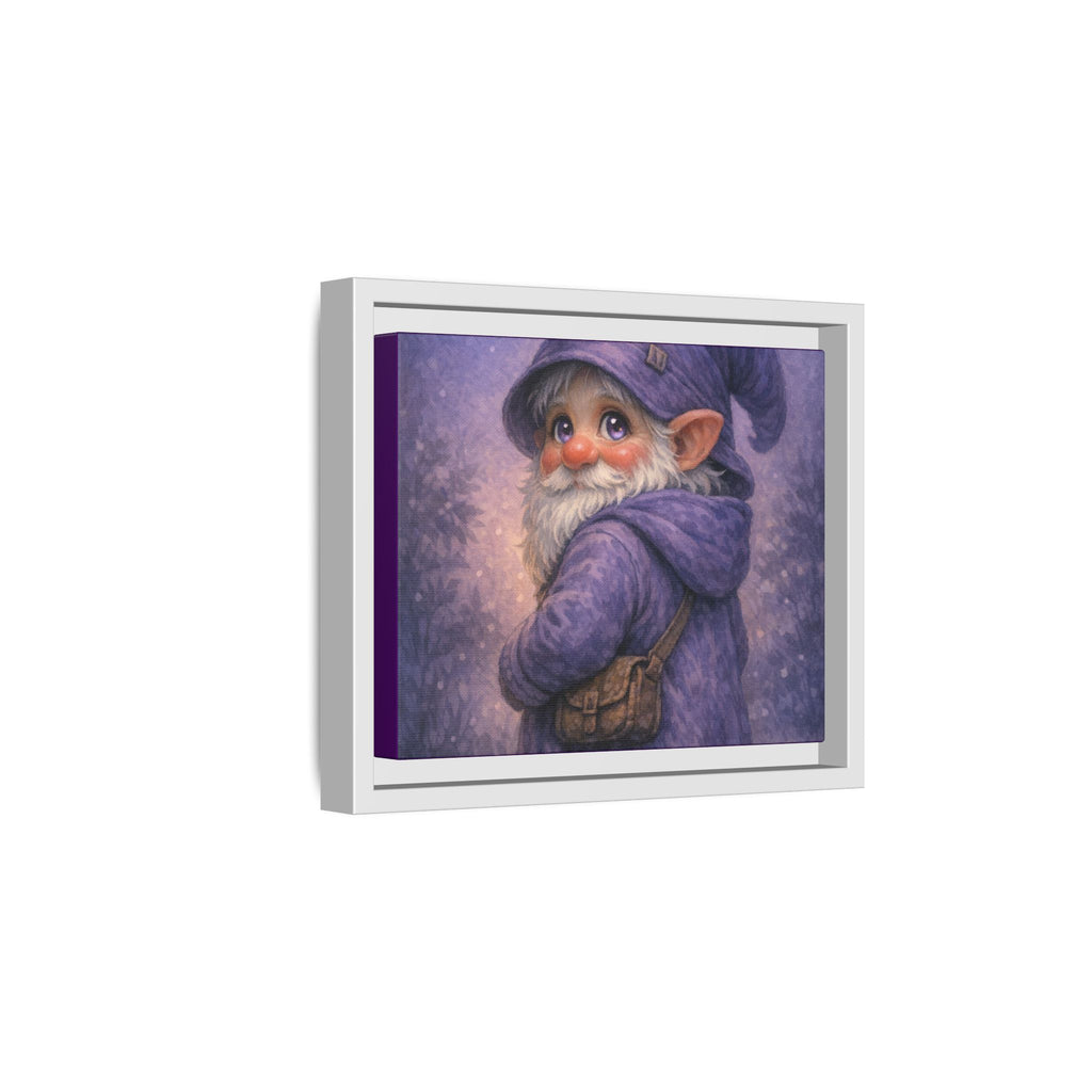 Bright eyes Whimsical Purple Gnome Matte Canvas Framed Wall Art
