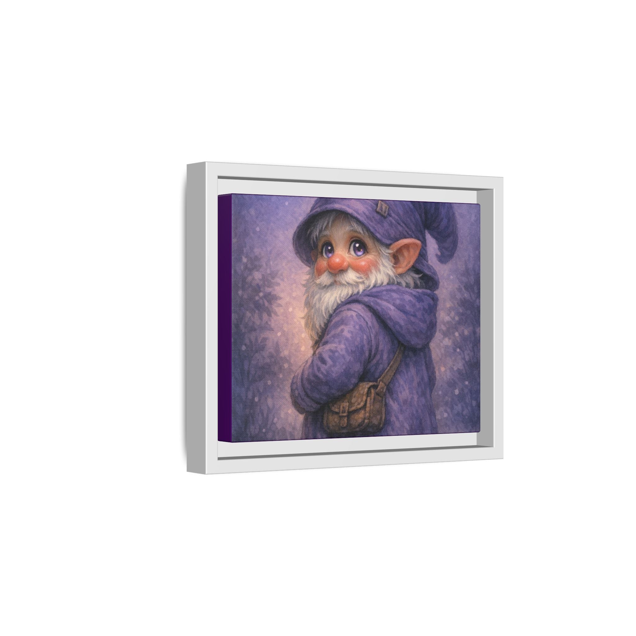 Bright eyes Whimsical Purple Gnome Matte Canvas Framed Wall Art