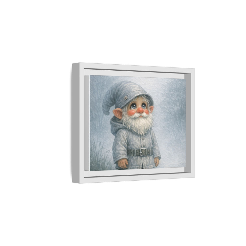 Framed Matte Canvas - Bright Eyes Adorable Winter Gnome Wall Art