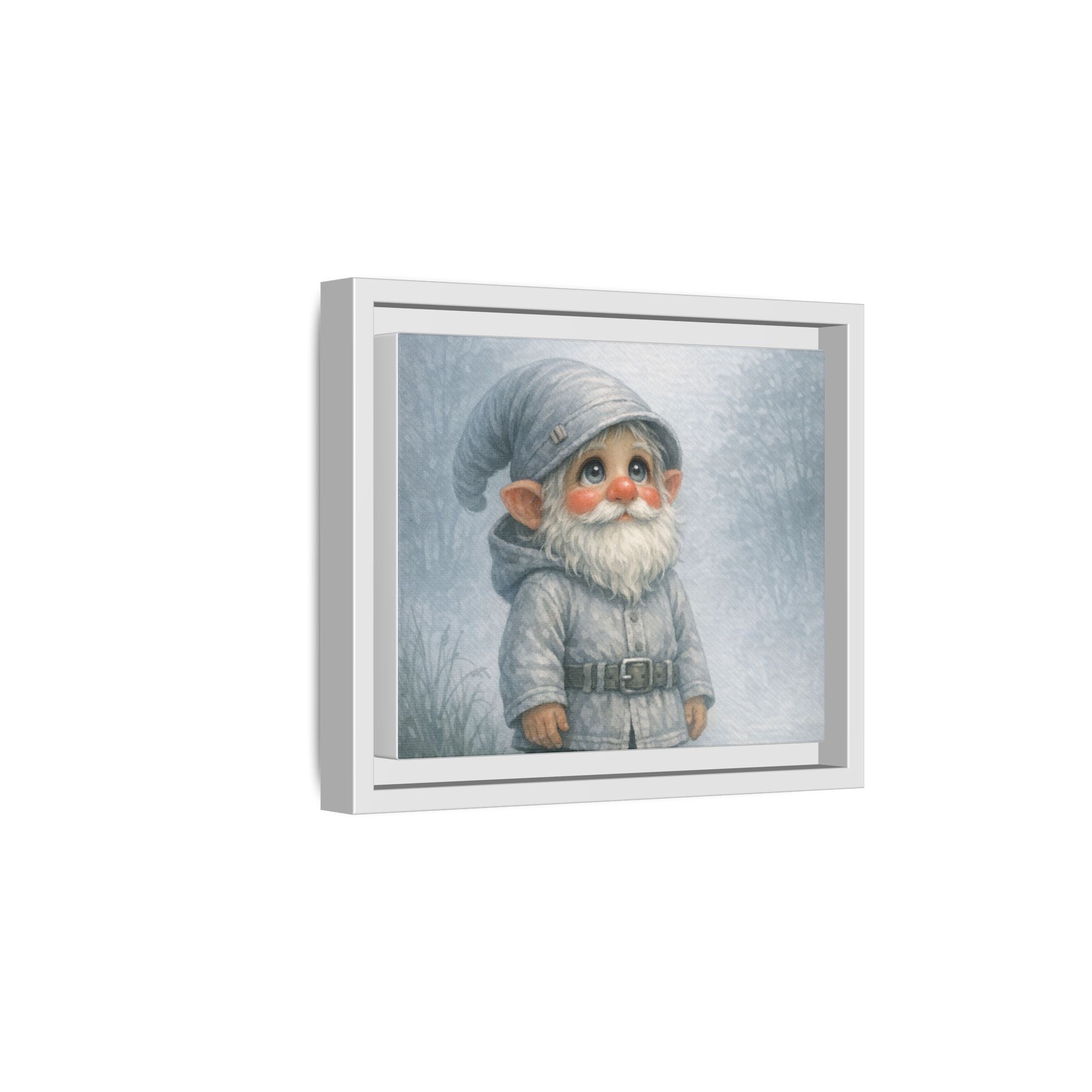 Framed Matte Canvas - Bright Eyes Adorable Winter Gnome Wall Art