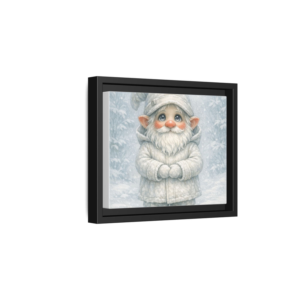 Bright Eyes Framed Winter Gnome Canvas Print — Cute Snowy Nursery Wall Art