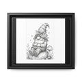 Sleepy Gnome Pencil Matte Canvas Framed Art — Woodland Nursery Wall Decor - Moss