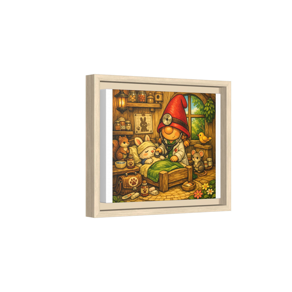Gnome Girl Vet Nursery Wall Art — Framed Matte Canvas