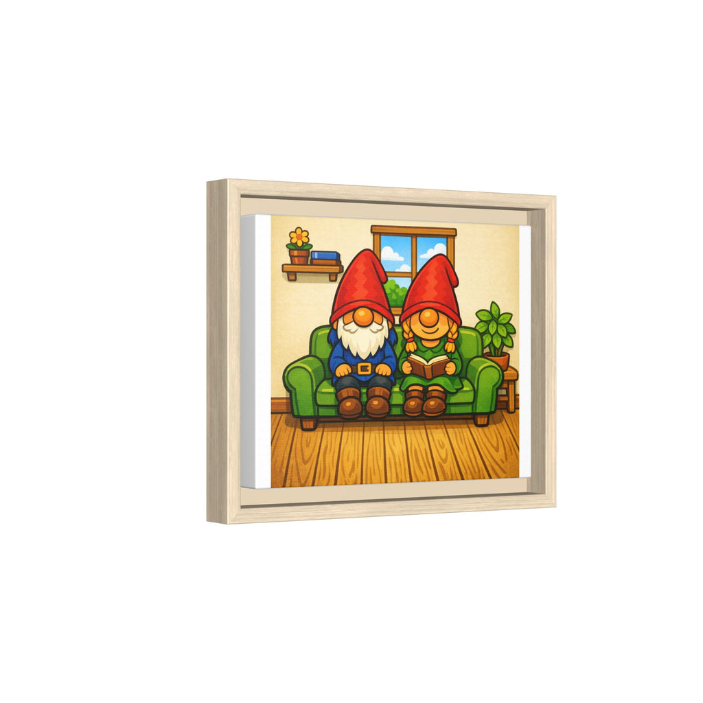 Gnome Couple Boy and Girl Framed Canvas Art – Cozy Home Garden Wall Decor