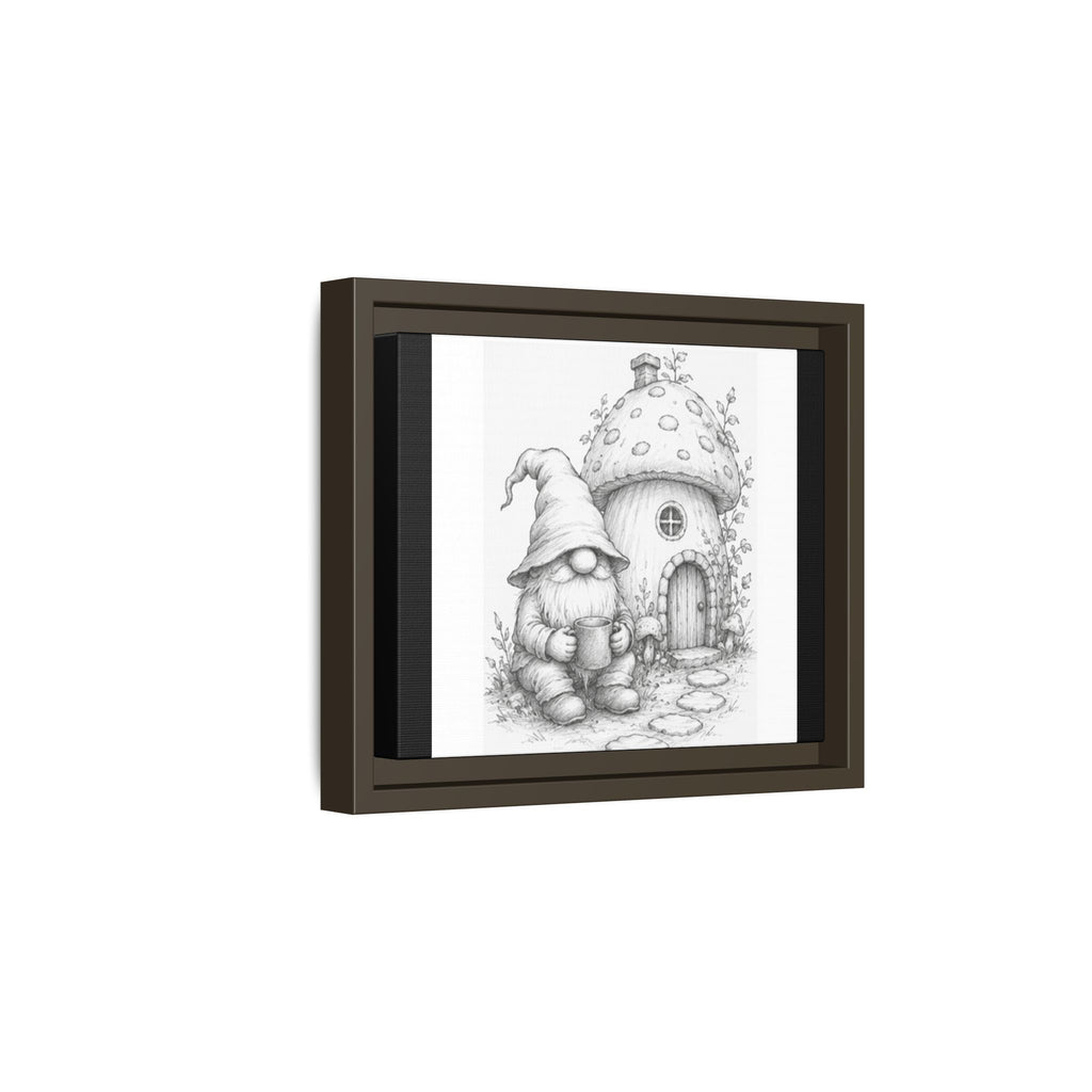 Gnome Pencil Cottage Sketch Framed Canvas Print - Fren
