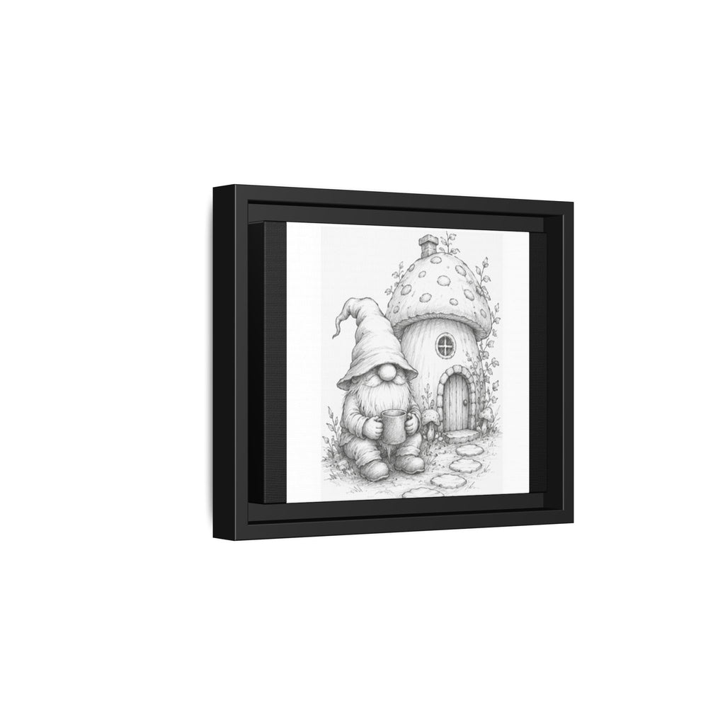 Gnome Pencil Cottage Sketch Framed Canvas Print - Fren