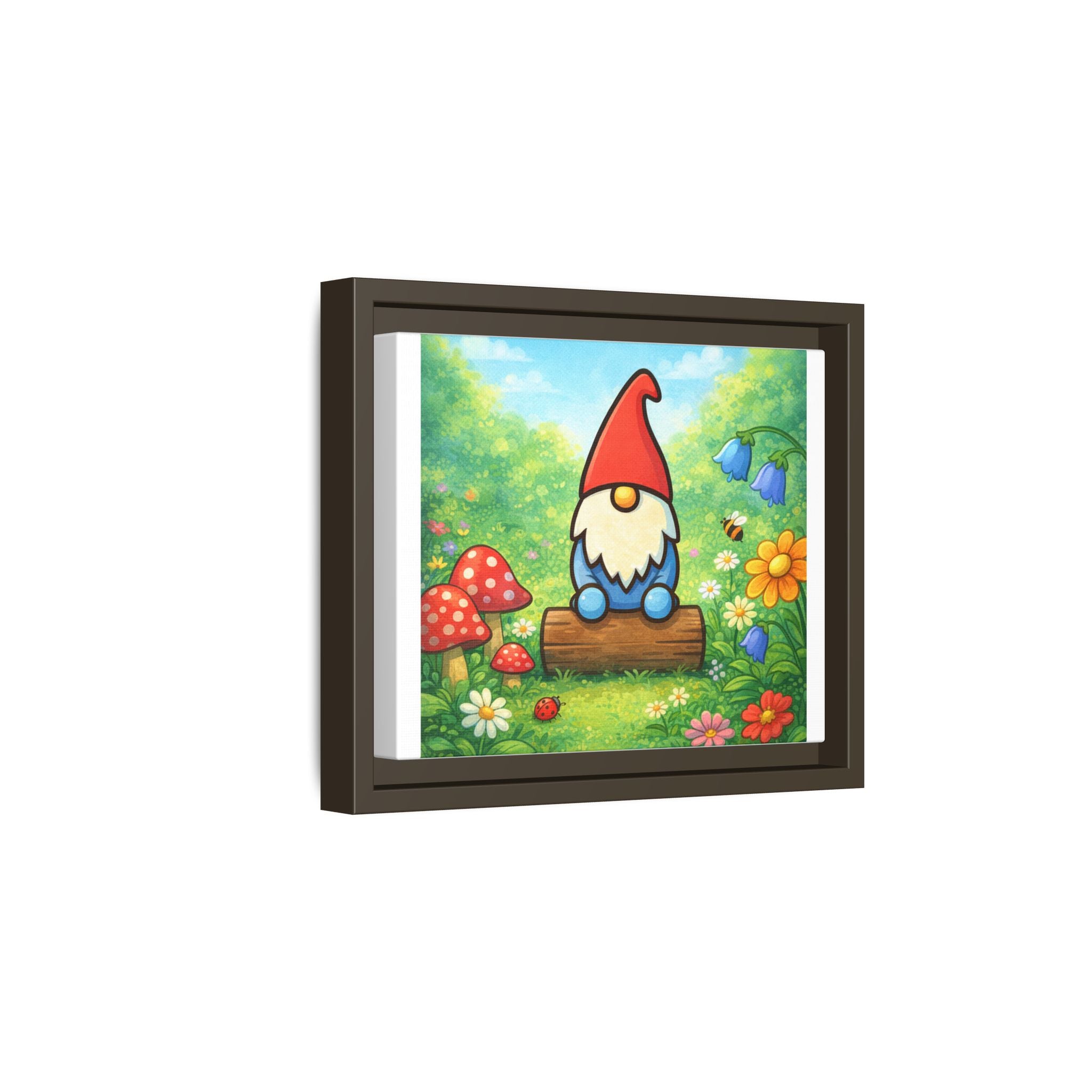 Garden Gnome World Logo - Whimsical Garden Gnome Matte Canvas Print (Framed)