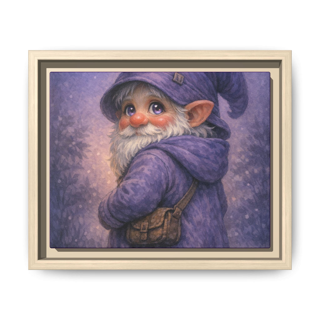 Bright eyes Whimsical Purple Gnome Matte Canvas Framed Wall Art