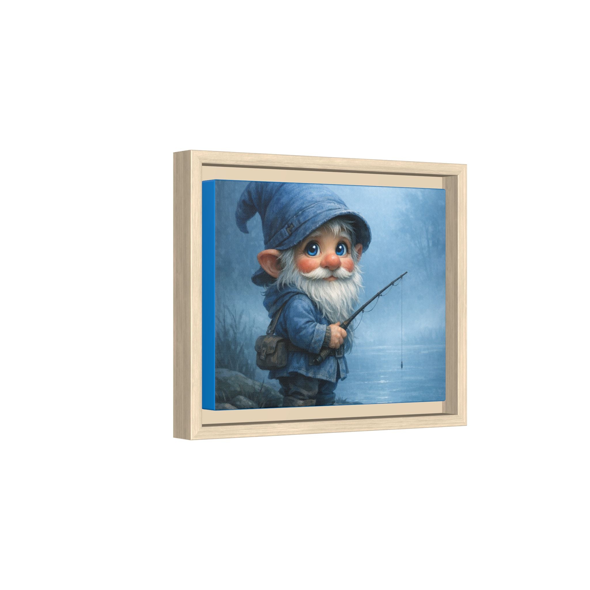 Framed Gnome Fishing Matte Canvas Wall Art — Whimsical Nursery & Cottage Decor