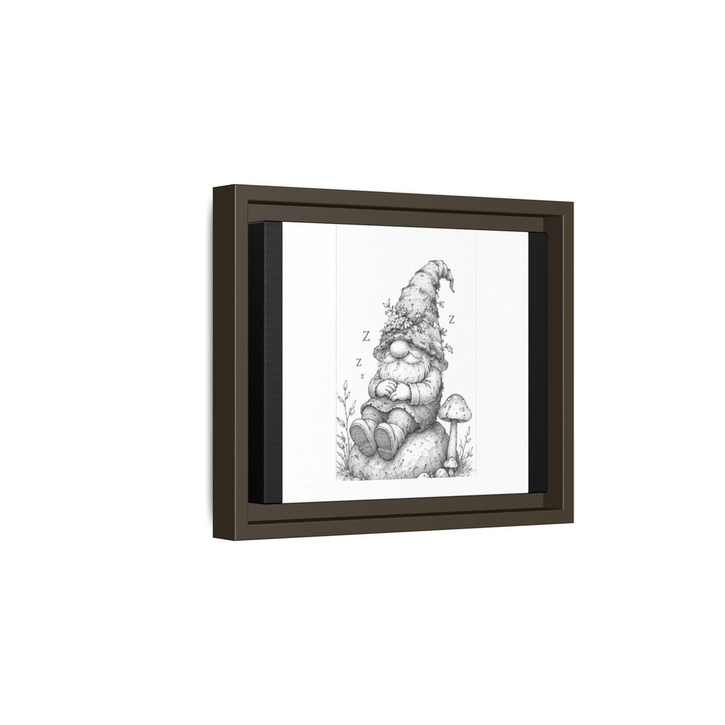 Sleeping Gnome Pencil Framed Matte Canvas Wall Art - Lark