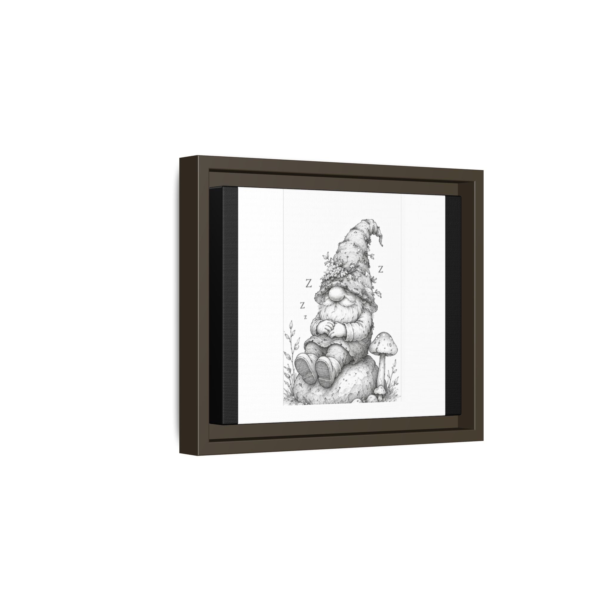 Sleeping Gnome Pencil Framed Matte Canvas Wall Art - Lark