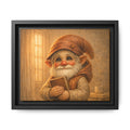 Framed Matte Canvas — Bright Eyes Whimsical Gnome Holding Book Wall Art