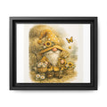 High Hat Sunflower Gnome Framed Canvas Print — Rustic Autumn Wall Art