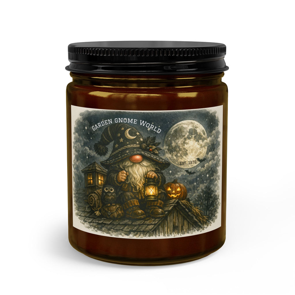 Garden Gnome Candle Set with Matches & Wick Trimmer — Halloween Moonlight Scented Jar