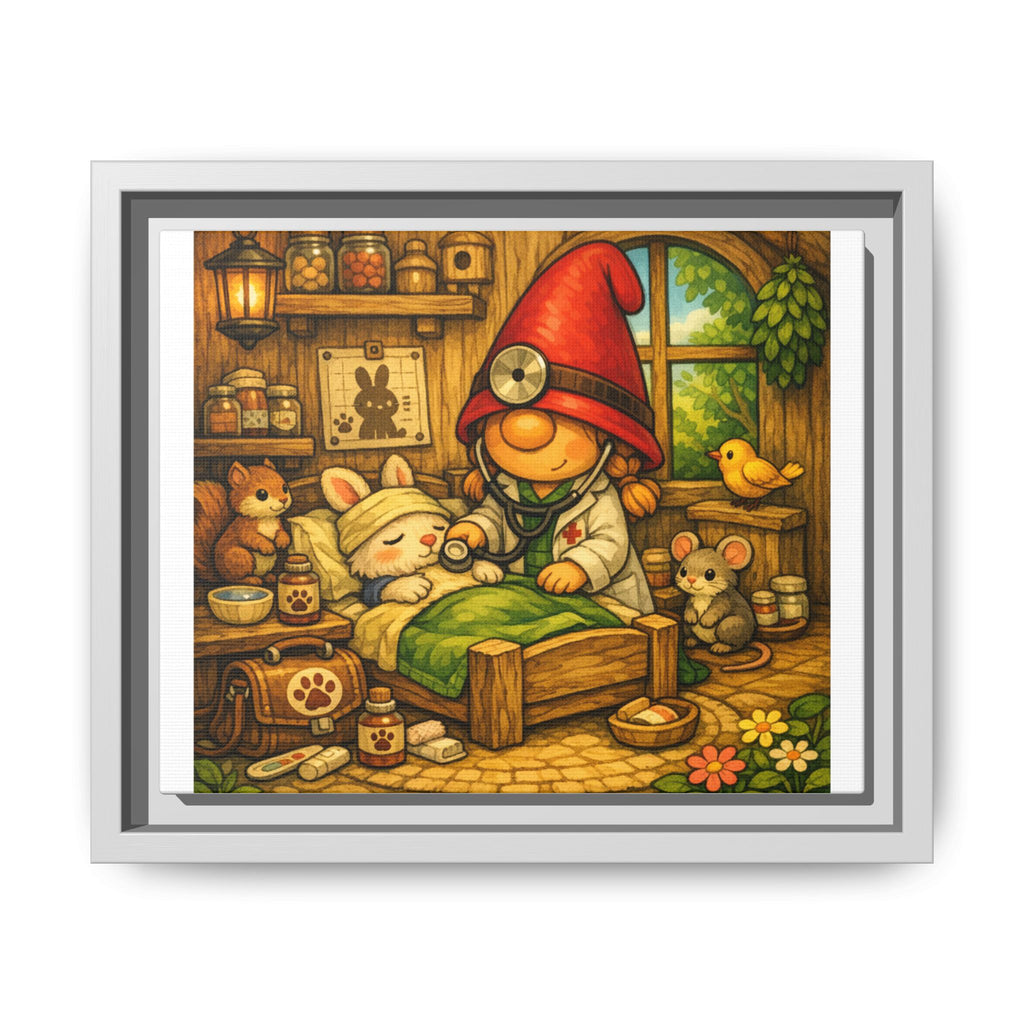 Gnome Girl Vet Nursery Wall Art — Framed Matte Canvas