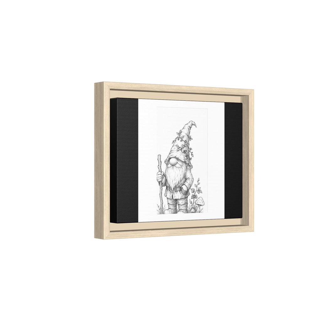 Gnome Pencil Sketch Matte Canvas Framed Print — Whimsical Woodland Home Decor - Bramble