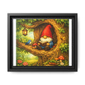 Cute Gnome Boy reading in Tree - Matte Canvas Framed Art — Back to School Teacher Gift