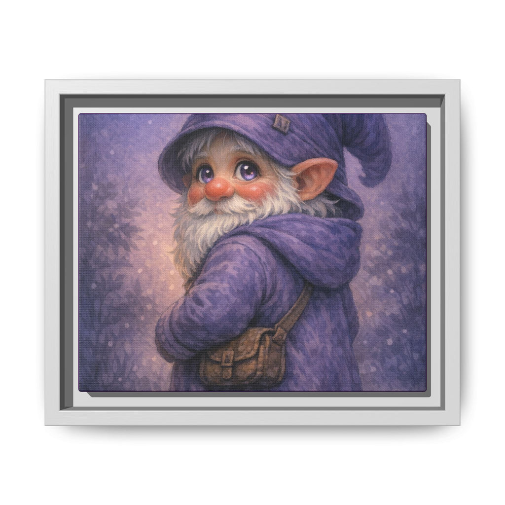 Bright eyes Whimsical Purple Gnome Matte Canvas Framed Wall Art