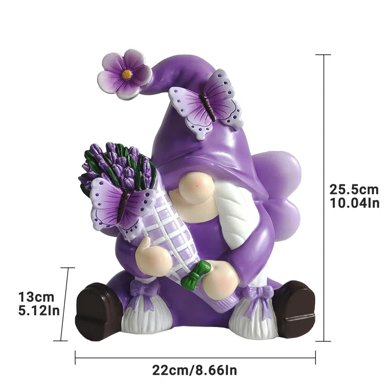 Purple Gnome with flowers and butterfly 