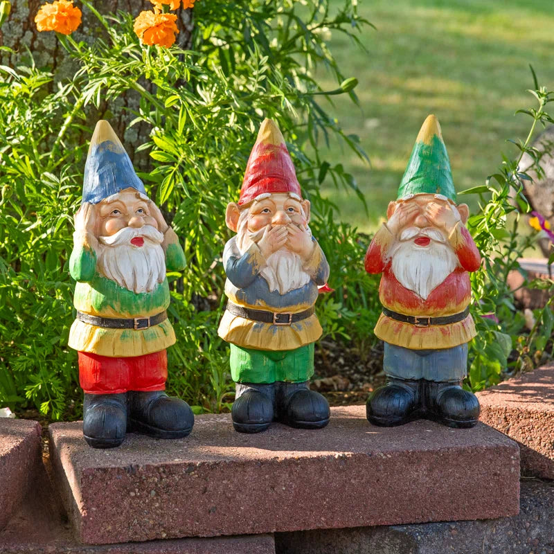 Three Wise Garden Gnomes  3-Piece Set 11.5"