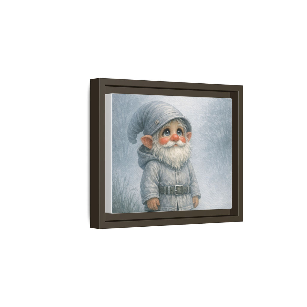 Framed Matte Canvas - Bright Eyes Adorable Winter Gnome Wall Art