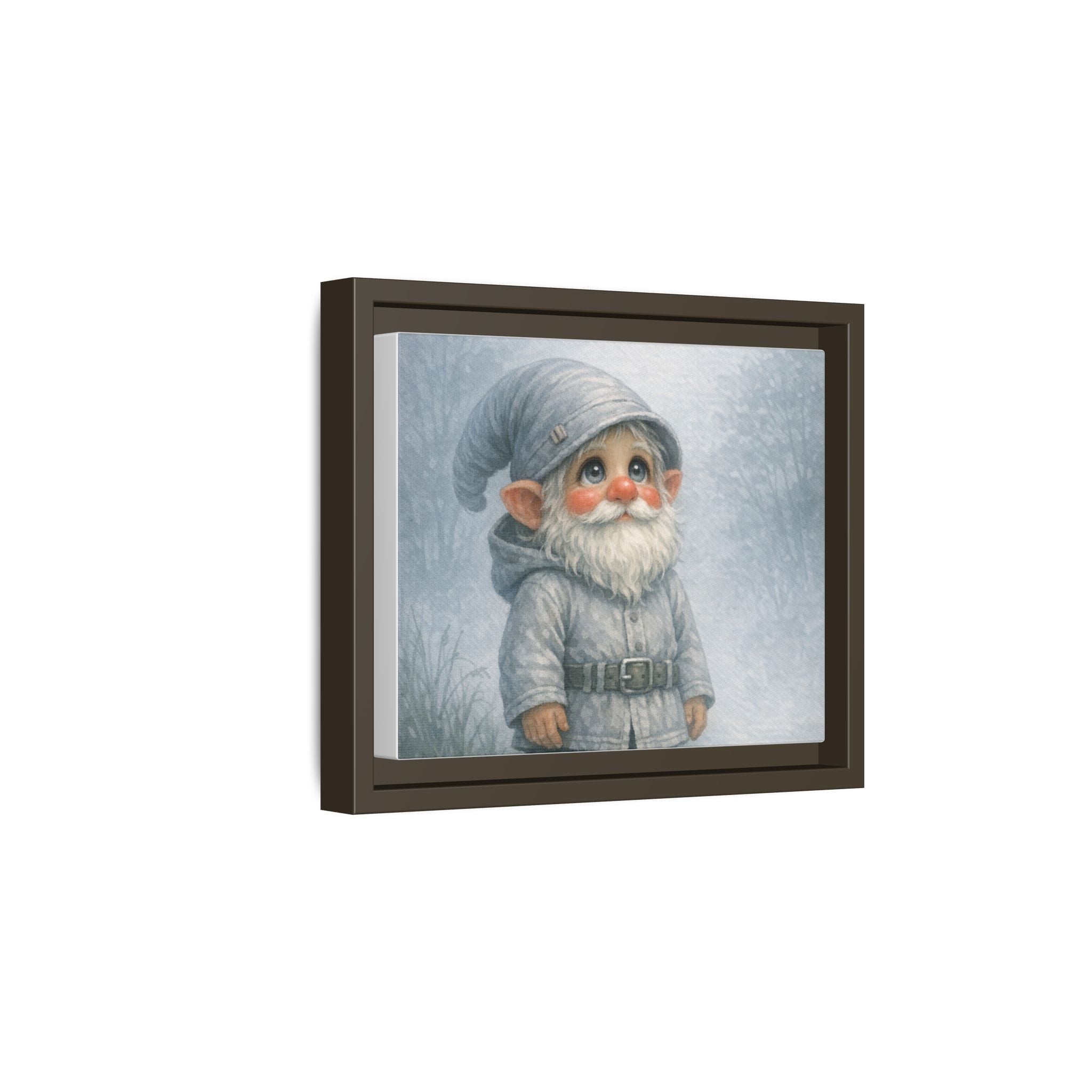 Framed Matte Canvas - Bright Eyes Adorable Winter Gnome Wall Art