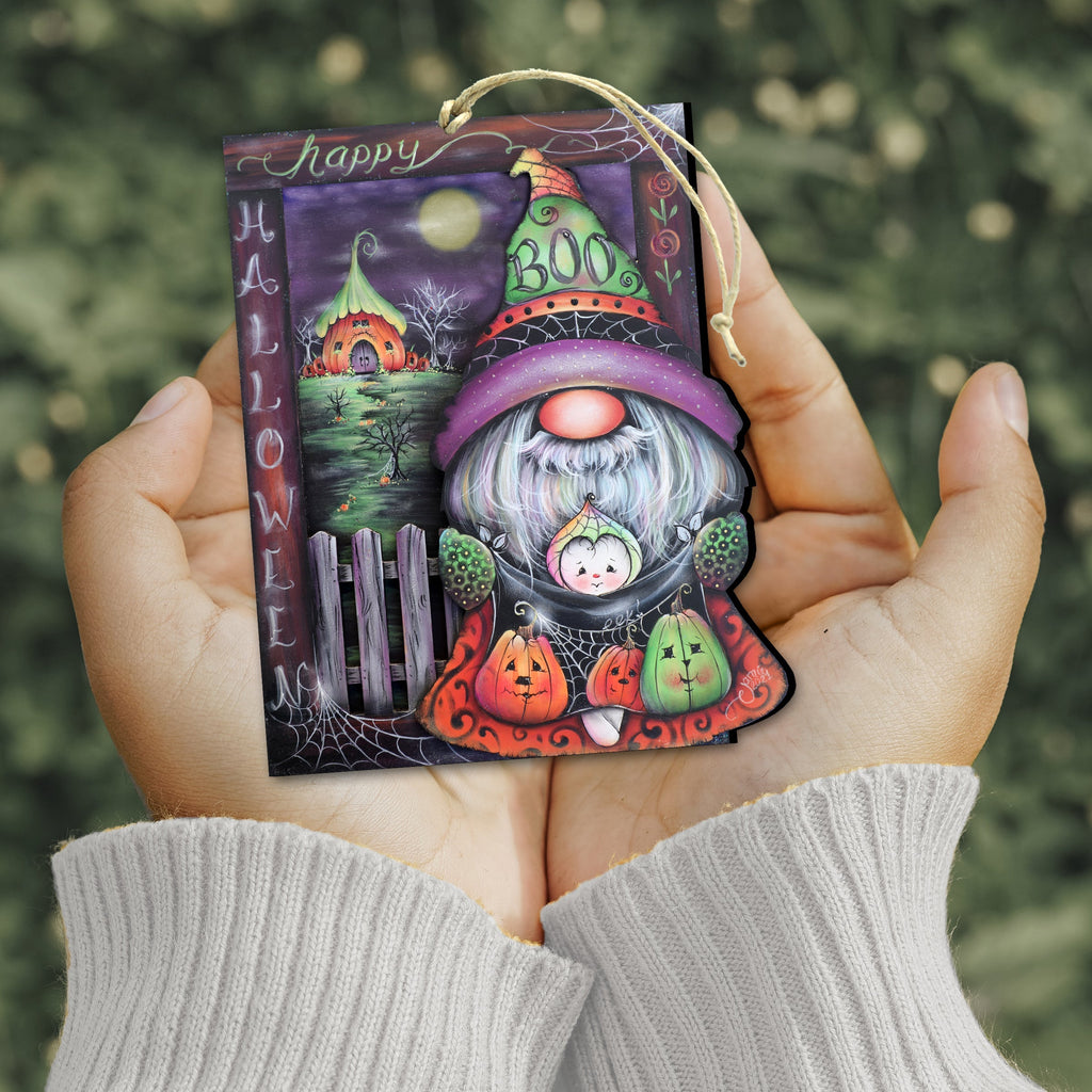 Boo Halloween Gnome Wooden Ornaments by Jamie Mills-Price Halloween Decor - 8611077-MP