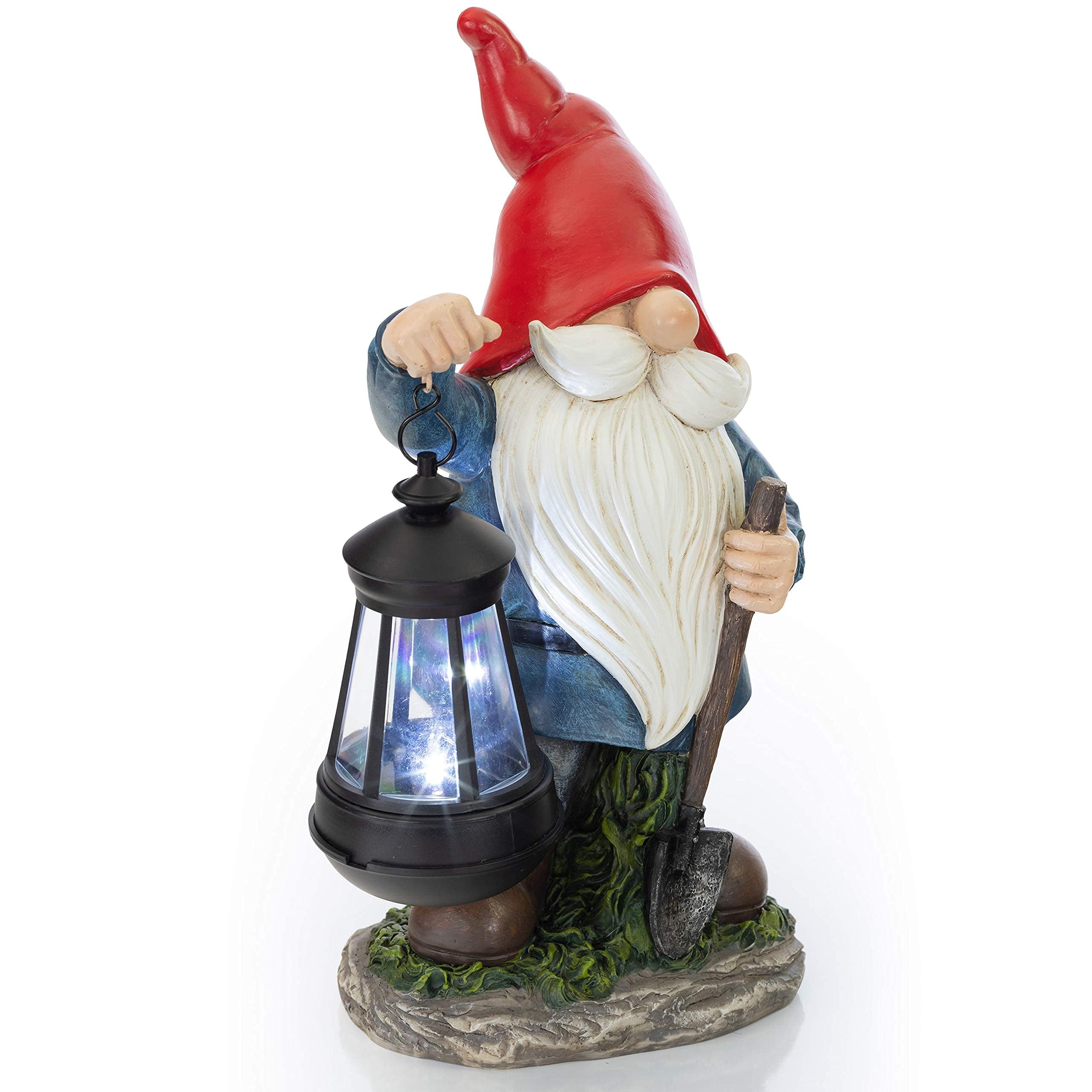 Earnest Garden Gnomes with Lantern - Solar Powered Light Garden Gnome for Outdoor Decor