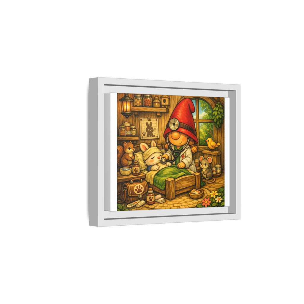 Gnome Girl Vet Nursery Wall Art — Framed Matte Canvas