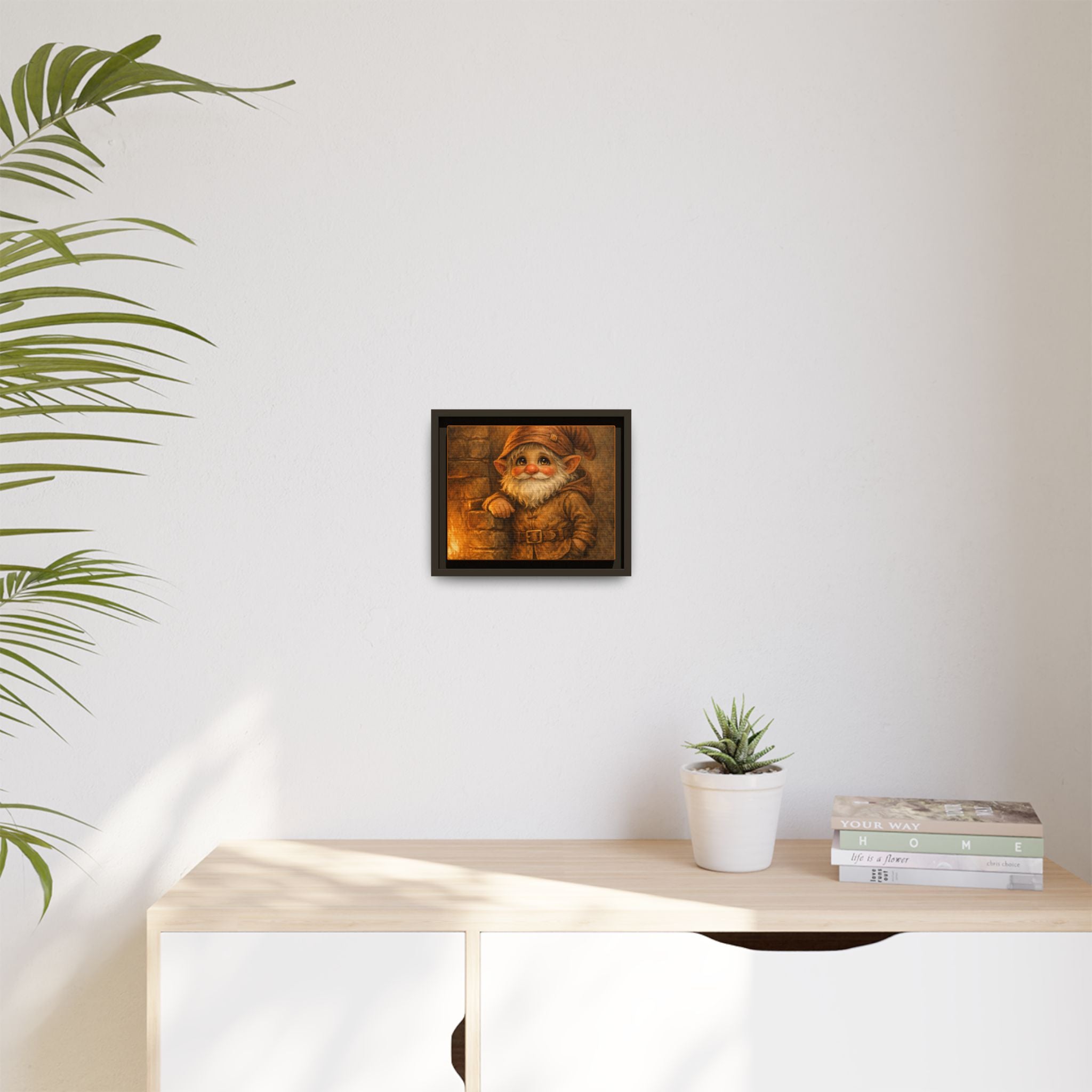 Framed Matte Canvas - Bright Eyes Gnome by Hearthside (Whimsical Woodland Wall Art)