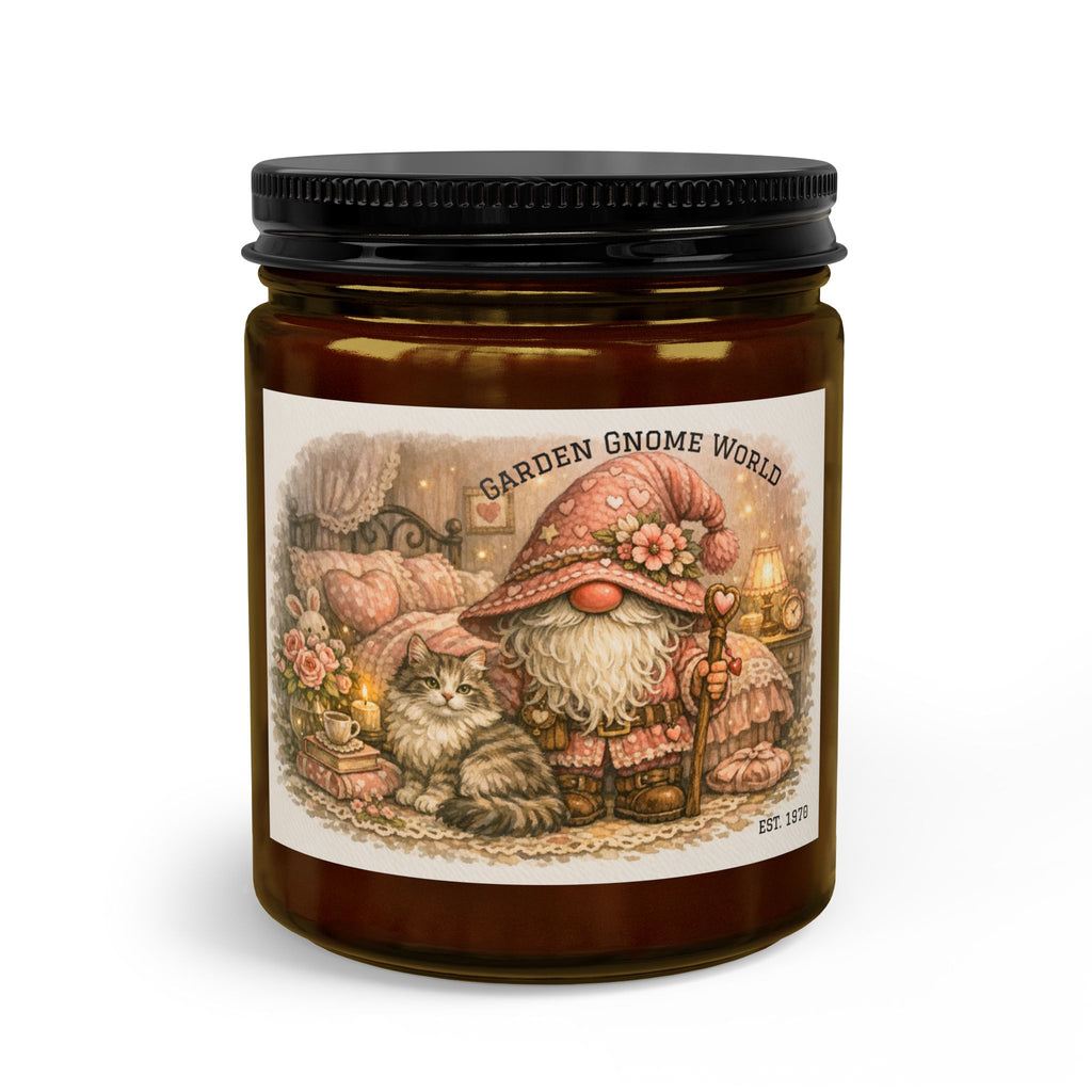 Gnome Garden Candle Set with Matches & Wick Trimmer — Cozy Floral Jar Candle Gift