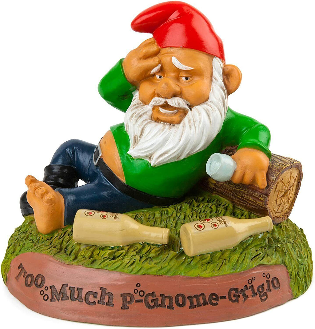 The Hungover Drunk Garden Gnome - Funny Outdoor Statue 