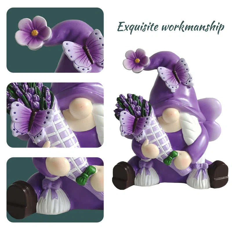 Purple Gnome with flowers and butterfly 