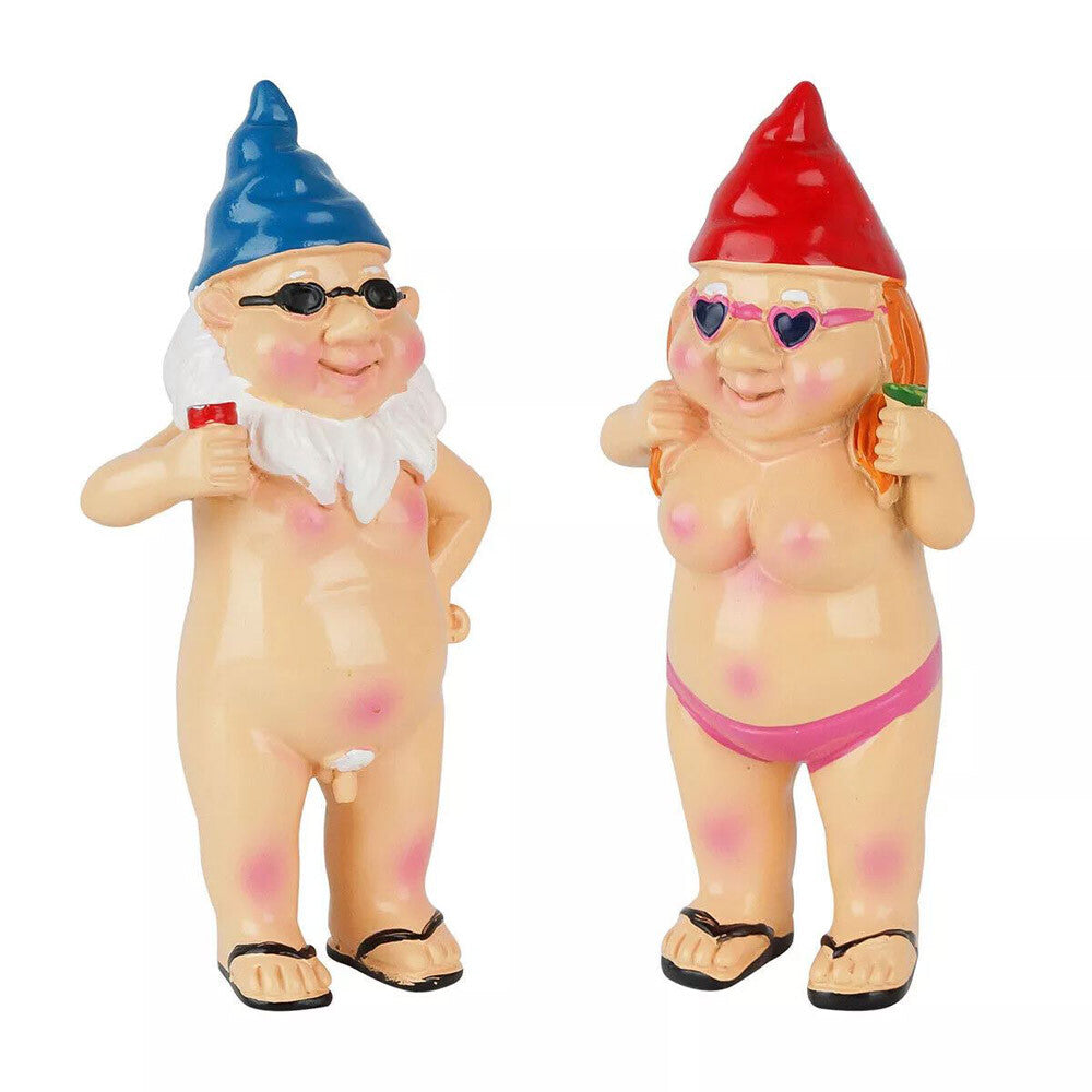 2 PCS Naked Gnomes Statues - 4.7 Inch 